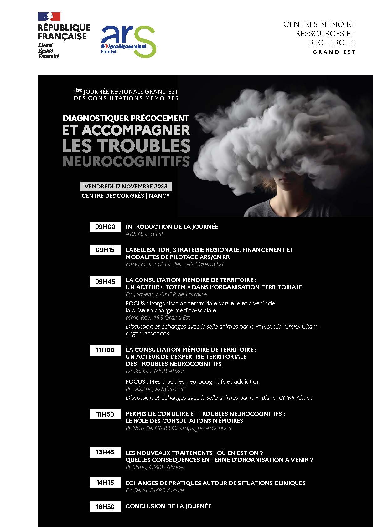 Journée régionale Grand Est des consultations mémoire et des CMRR, 17/11/2023 Journée régionale Grand Est des consultations mémoire et des CMRR, 17/11/2023
